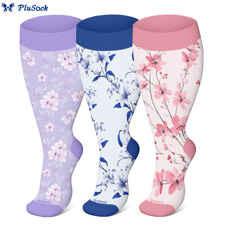 Chaussettes de compression Blossom grande taille (3 paires) - image 0