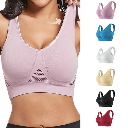 Soutien-gorge de sport respirant sans coutures, grande taille, creux et sans armatures