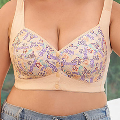 Soutien-gorge sans armatures imprimé grande taille avec fermeture sur le devant