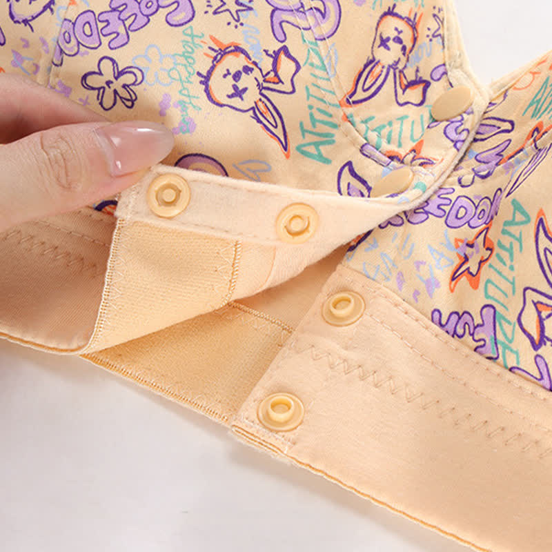 Soutien-gorge sans armatures imprimé grande taille avec fermeture sur le devant