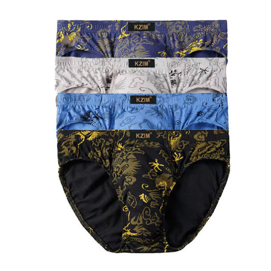 Slips en coton imprimé dragon grande taille pour homme (lot de 3)