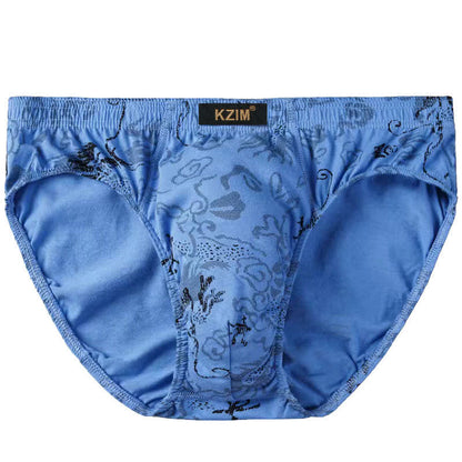Slips en coton imprimé dragon pour hommes (lot de 3) - Bleu ciel - 7XL - image 4