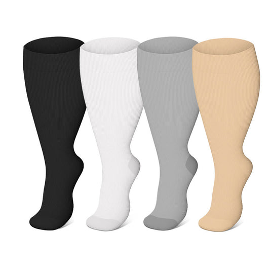 Chaussettes de compression couleur pure grande taille 2XL-7XL