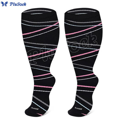 Chaussettes de compression Plusock Grande Taille à motif empreintes de pattes de chien et ananas, 2XL à 7XL (3 paires) - image 6