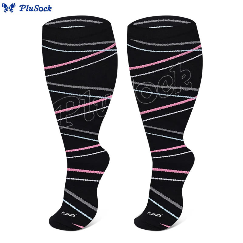 Chaussettes de compression Plusock Grande Taille à motif empreintes de pattes de chien et ananas, 2XL à 7XL - Noir - 7XL - image 6