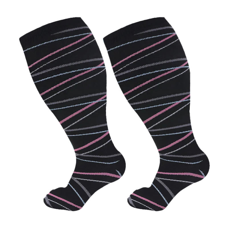 Chaussettes de compression Plusock Grande Taille à motif empreintes de pattes de chien et ananas, 2XL à 7XL (3 paires) - Noir - 7XL - image 11