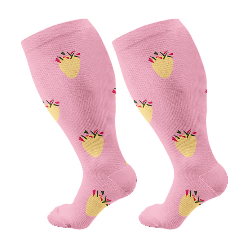 Chaussettes de compression grandes tailles à motifs d'empreintes de pattes de chien et d'ananas, tailles 2XL à 7XL (3 paires) - Rose - 7XL - image 12