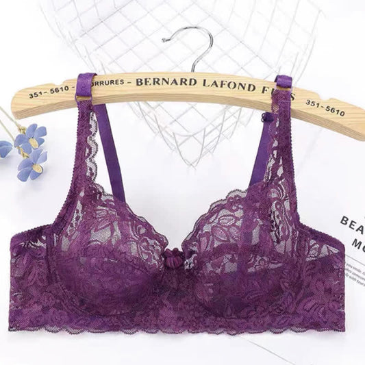 Soutien-gorge à armatures sexy entièrement transparent en dentelle fine
