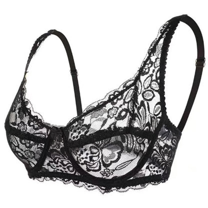 Soutien-gorge à armatures sexy entièrement transparent en dentelle fine