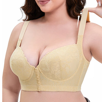 Soutien-gorge à armatures en dentelle boutonné sur le devant grande taille