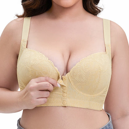 Soutien-gorge à armatures en dentelle boutonné sur le devant grande taille