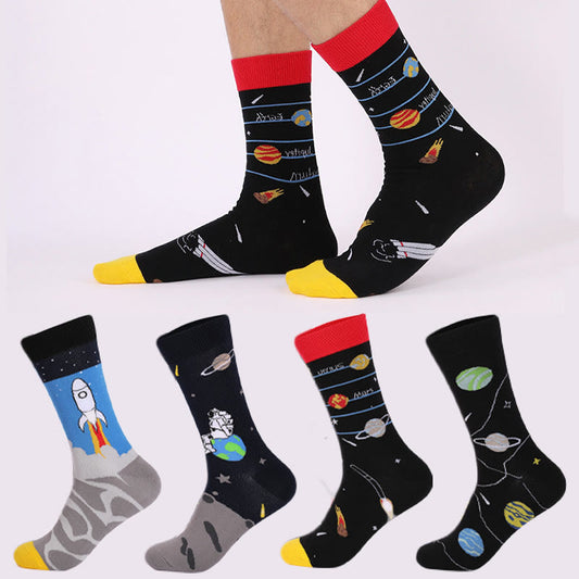Chaussettes courtes constellation astronaute grande taille (4 paires)