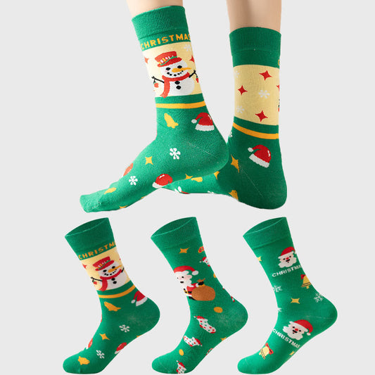Chaussettes de Noël vertes grande taille (3 paires) - image 1