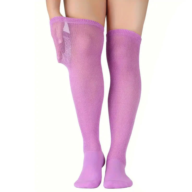 Chaussettes hautes pour diabétiques de couleur unie - Violet - EU41.5-46 (US8-12) - image 5