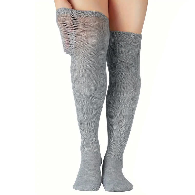 Chaussettes hautes pour diabétiques de couleur unie - Gris - EU41.5-46 (US8-12) - image 3