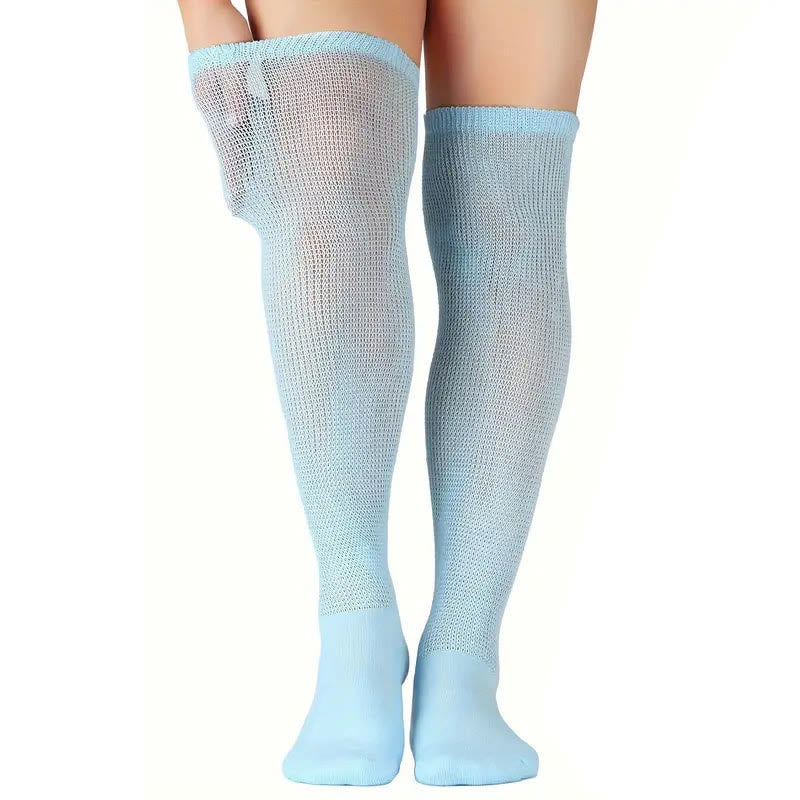 Chaussettes hautes pour diabétiques de couleur unie - Bleu - EU41.5-46 (US8-12) - image 4