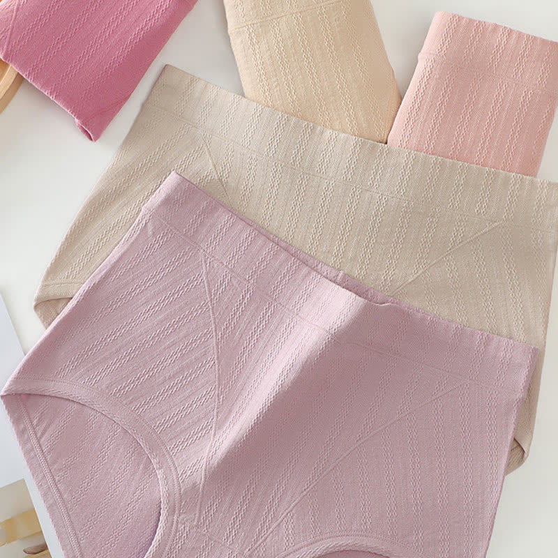 Culotte taille haute en coton sans coutures, couleur unie, grande taille (lot de 3)