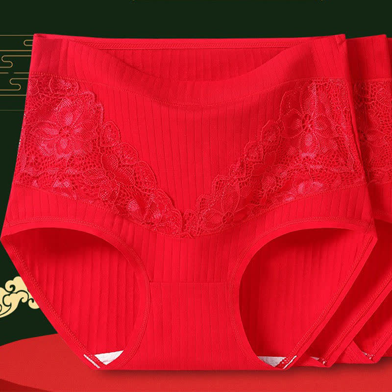 Culotte taille haute respirante en coton et dentelle florale (lot de 3)