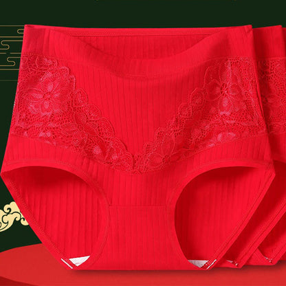 Culotte taille haute respirante en coton et dentelle florale (lot de 3)