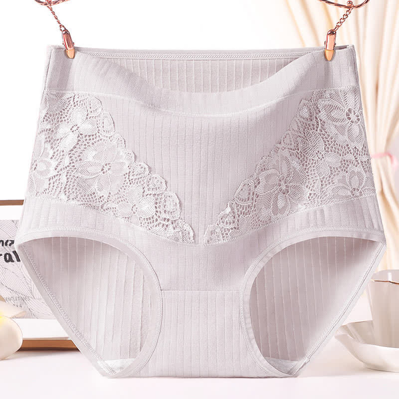 Culotte taille haute respirante en coton et dentelle florale (lot de 3)