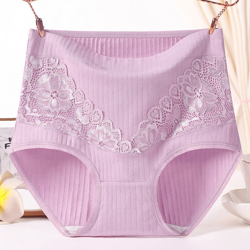 Culotte taille haute respirante en coton et dentelle florale (lot de 3)