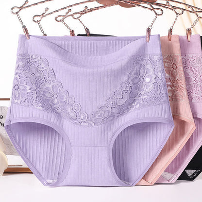 Culotte taille haute respirante en coton et dentelle florale (lot de 3)