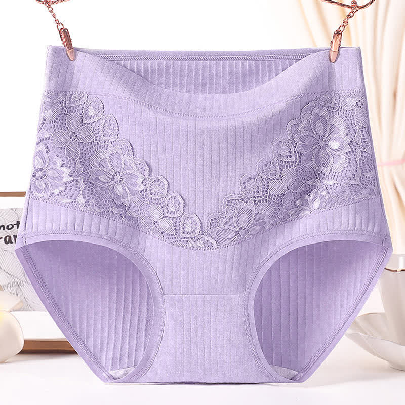 Culotte taille haute respirante en coton et dentelle florale (lot de 3)