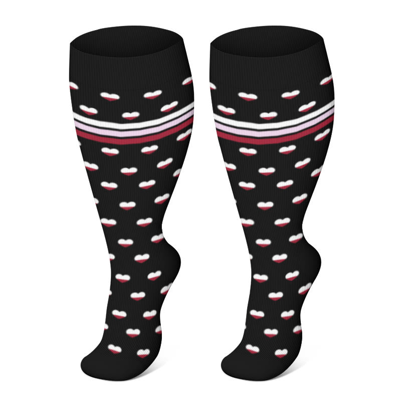Chaussettes de compression noires et marron grande taille - Cœur - 4XL - image 4