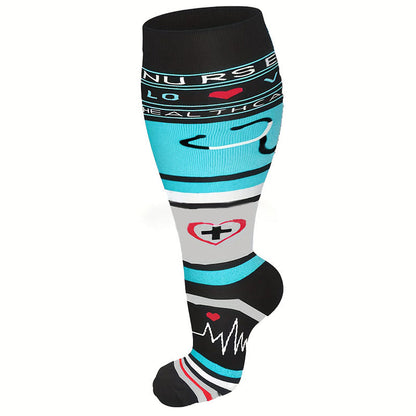 Chaussettes de compression à motifs pour dispositifs médicaux grandes tailles - image 2
