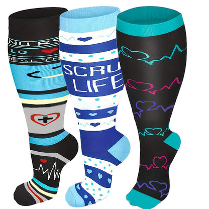 Chaussettes de compression à motifs pour dispositifs médicaux grandes tailles - image 0