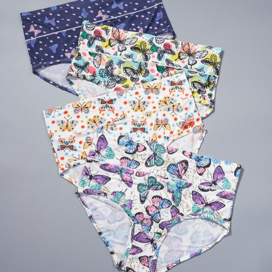 Culotte taille haute à imprimé papillon (lot de 4) - Multicolore - 5XL - image 0