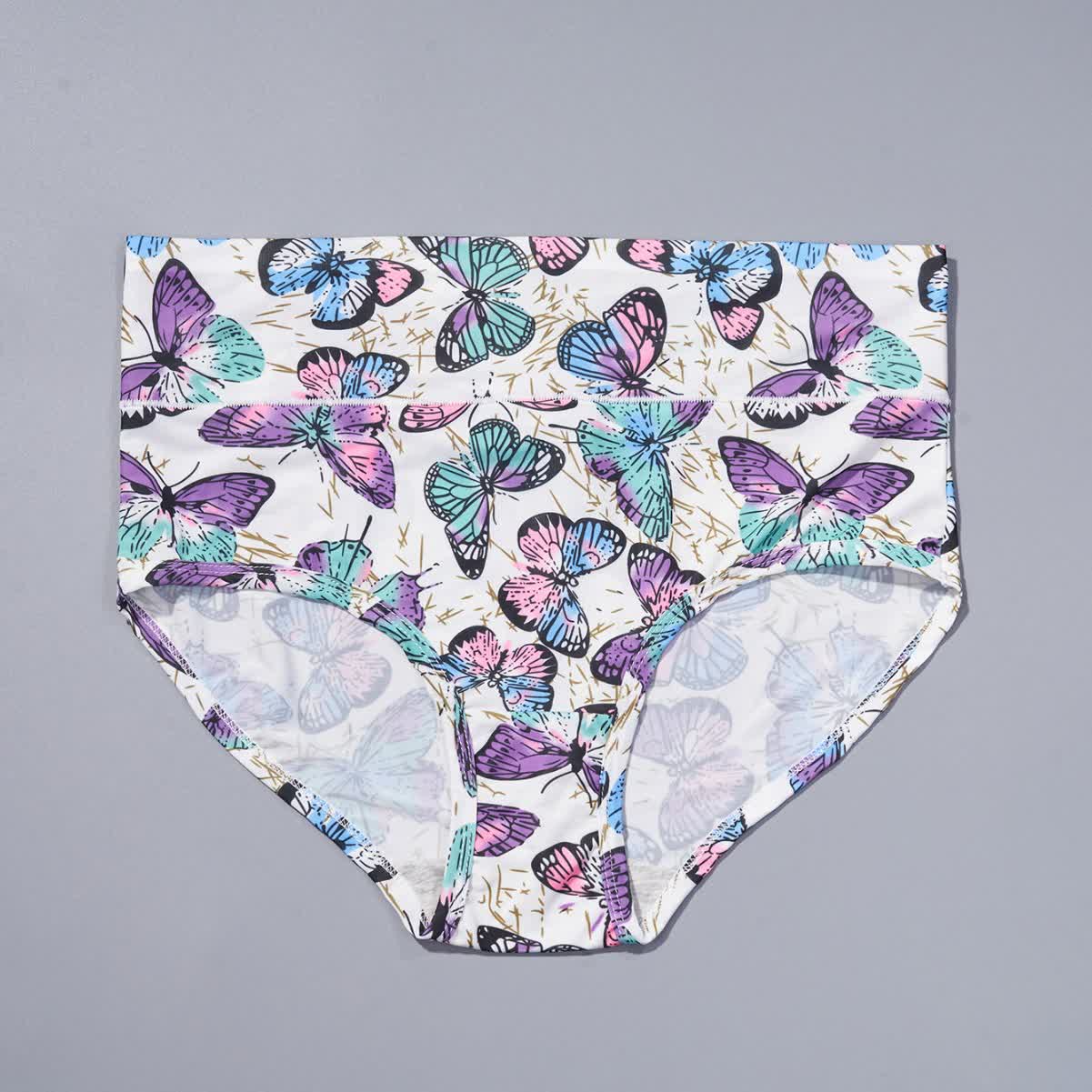 Culotte taille haute à imprimé papillon (lot de 4) - image 1