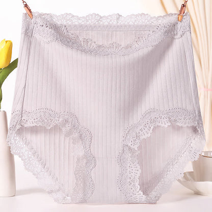Culotte taille haute respirante en dentelle de coton grande taille (lot de 3)