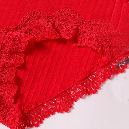 Culotte taille haute respirante en dentelle de coton grande taille (lot de 3)