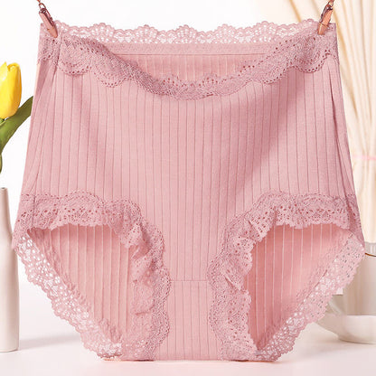 Culotte taille haute respirante en dentelle de coton grande taille (lot de 3)