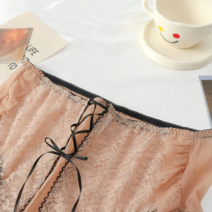 Culotte taille haute sexy en dentelle respirante grande taille (lot de 2)