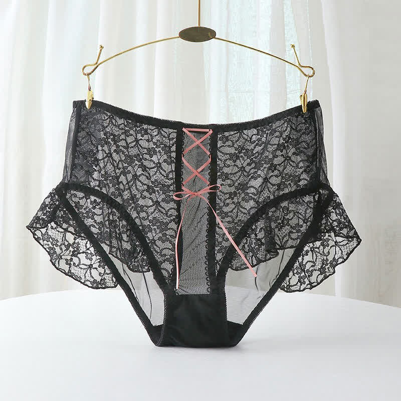 Culotte taille haute sexy en dentelle respirante grande taille (lot de 2)