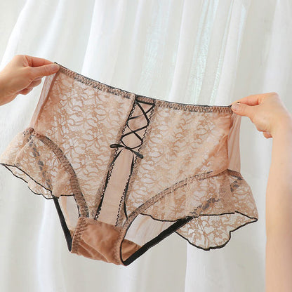 Culotte taille haute sexy en dentelle respirante grande taille (lot de 2)