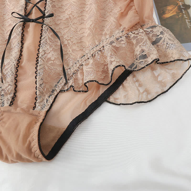 Culotte taille haute sexy en dentelle respirante grande taille (lot de 2)