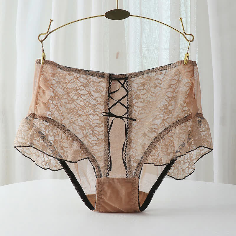 Culotte taille haute sexy en dentelle respirante grande taille (lot de 2)