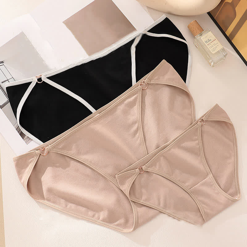 Culotte taille basse sexy en coton ajouré avec cœur (lot de 3)