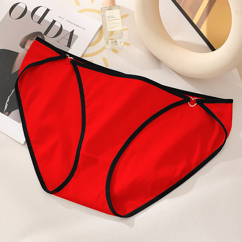 Culotte sexy en coton taille basse avec découpe en forme de cœur (lot de 3) - Rouge - 4XL - image 6