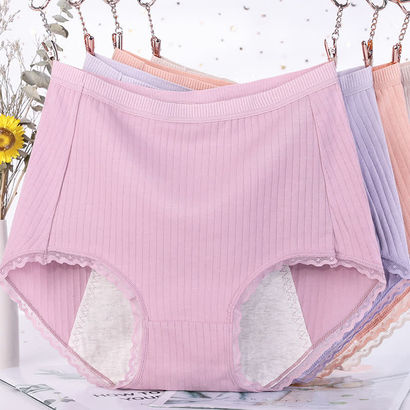 Culottes menstruelles taille haute en coton uni grande taille (lot de 3)