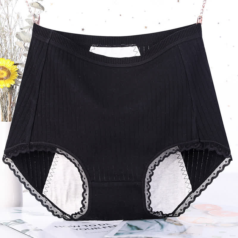 Culottes menstruelles taille haute en coton uni (paquet de 3) - Noir - 6XL - image 8