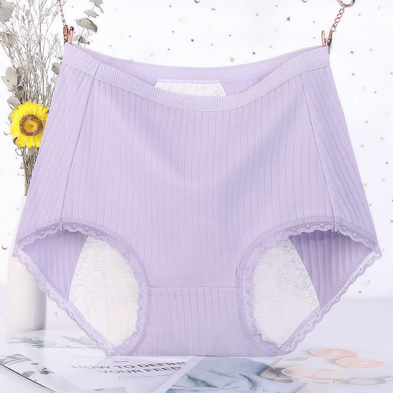 Culottes menstruelles taille haute en coton uni (paquet de 3) - Violet - 6XL - image 4