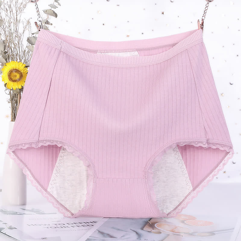 Culottes menstruelles taille haute en coton uni grande taille (lot de 3)
