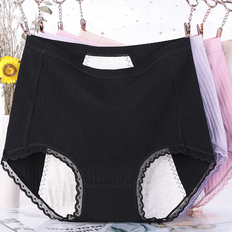 Culottes menstruelles taille haute en coton uni grande taille (lot de 3)