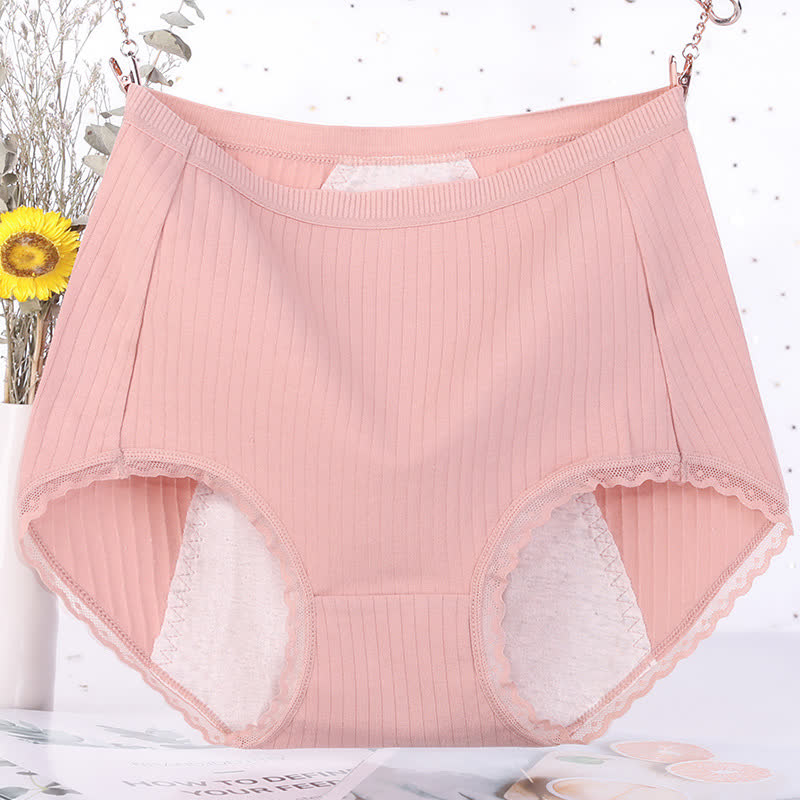 Culottes menstruelles taille haute en coton uni (paquet de 3) - Rose - 6XL - image 5