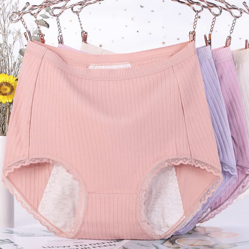 Culottes menstruelles taille haute en coton uni (paquet de 3) - image 2