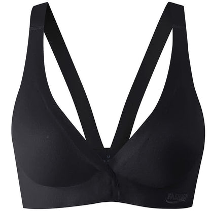 Soutien-gorge sans armatures à fermeture frontale et bonnets couvrants sans coutures